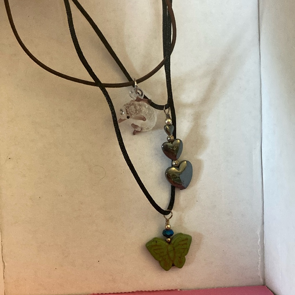3 necklaces Butterfly and Heart Pendant Necklace